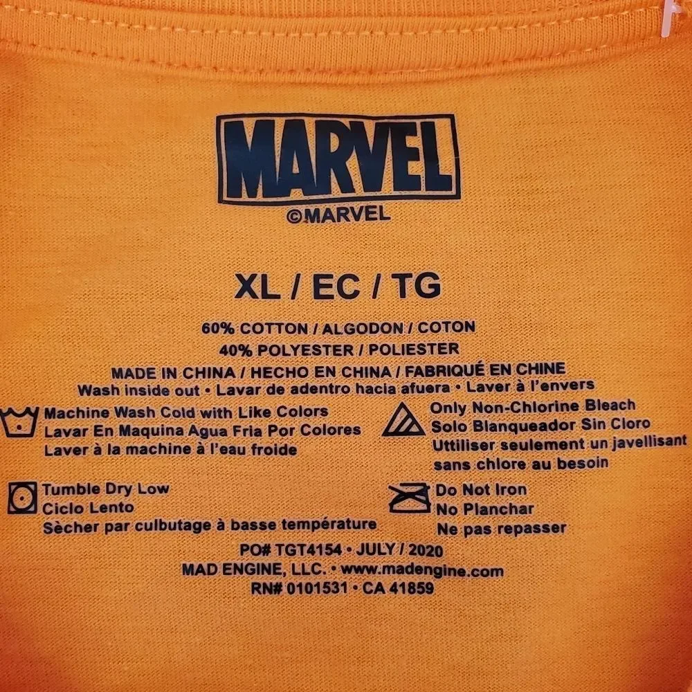 🔹️NWT Marvel Orange Halloween Lenticular Short Sleeve Top Youth XLarge